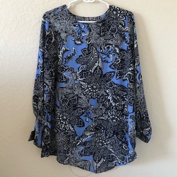 The Limited Tops - The Limited Blue Paisley Patterned Blouse The Limited Tops - The Limited Blue Paisley Patterned Blouse